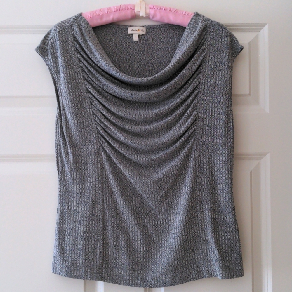 Anthropologie Meadow Rue top cowl neck draped sleeveless gray Small